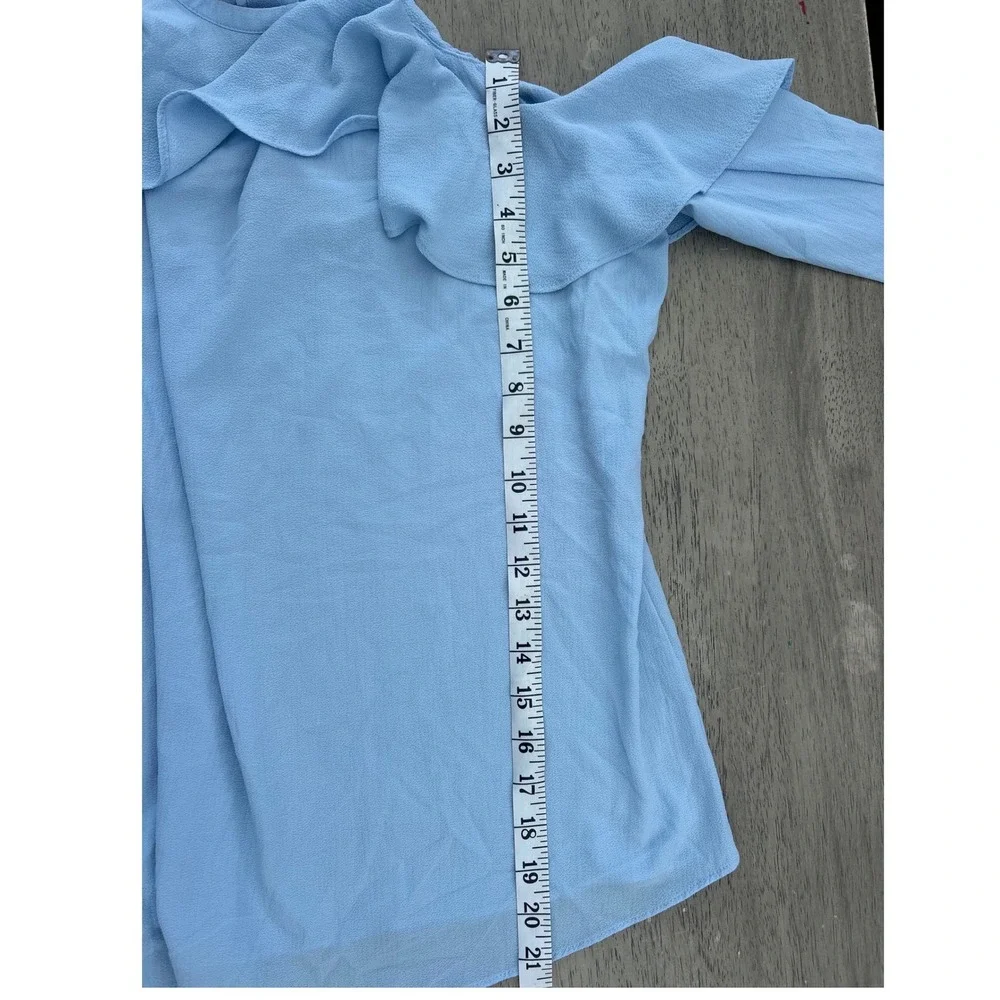 Michael Michael Kors Light Blue Ruffle Cold Shoulder Blouse Top Large